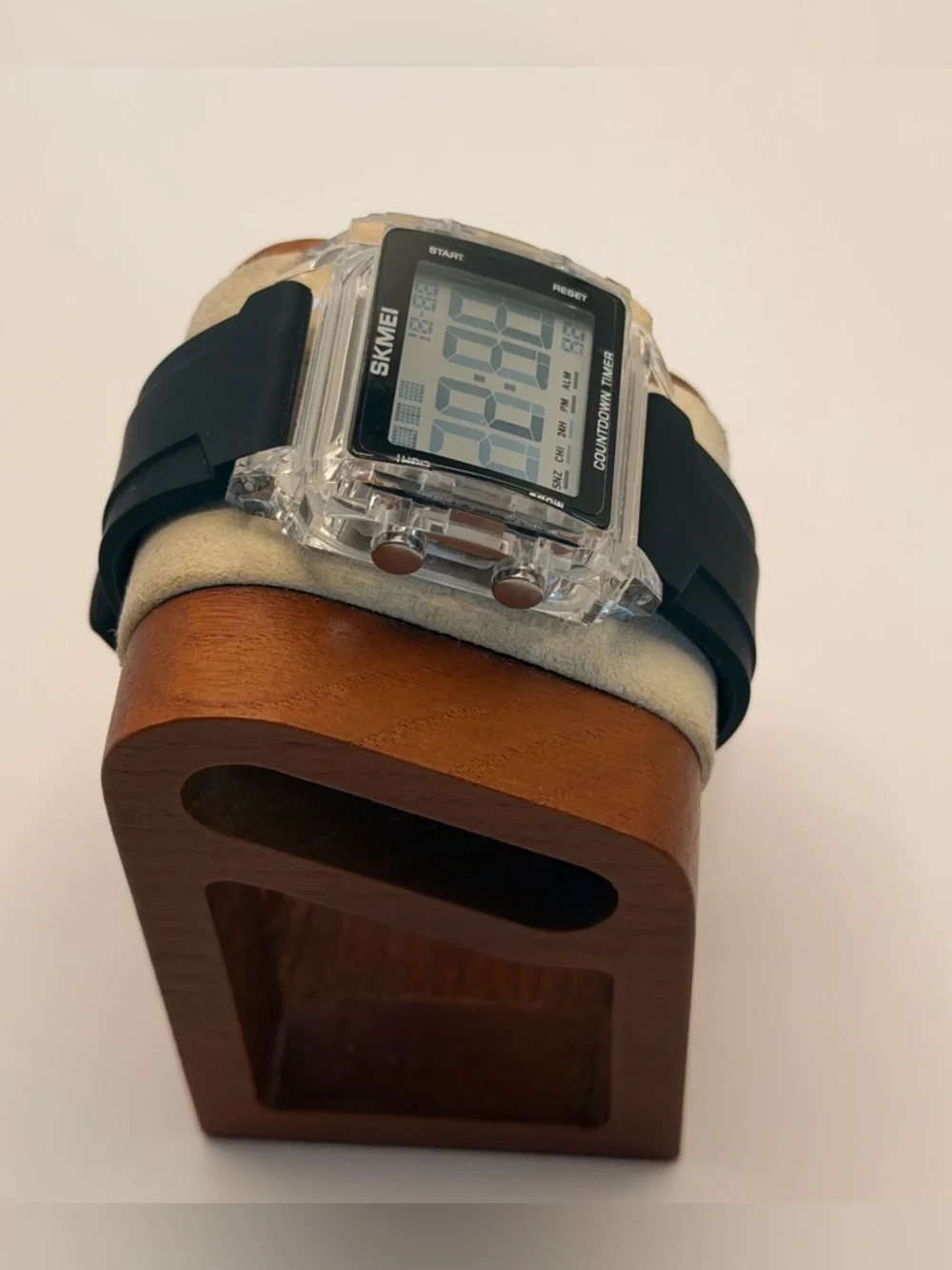 SKMEI Square Watch Transparent Case, New, Silicone Black Band